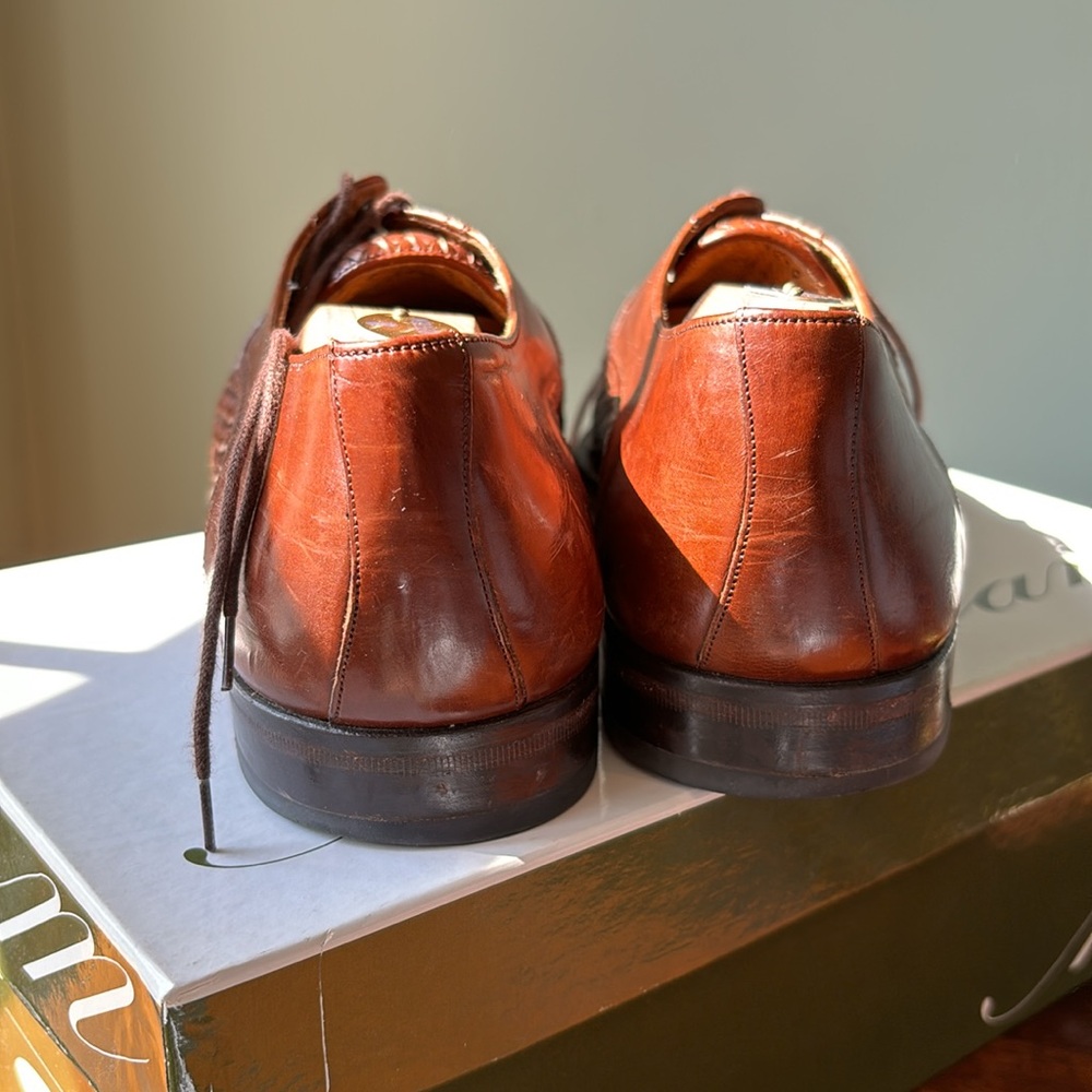 Men’s Brown Leather lace up cap toe dress shoes by Mezlan - Picture 3 of 7